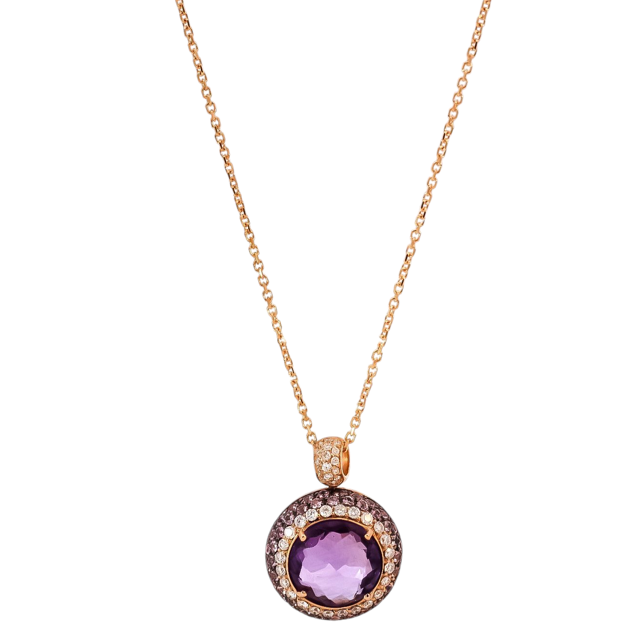 Collar oro amarillo 18kt con diamantes y amatistas
