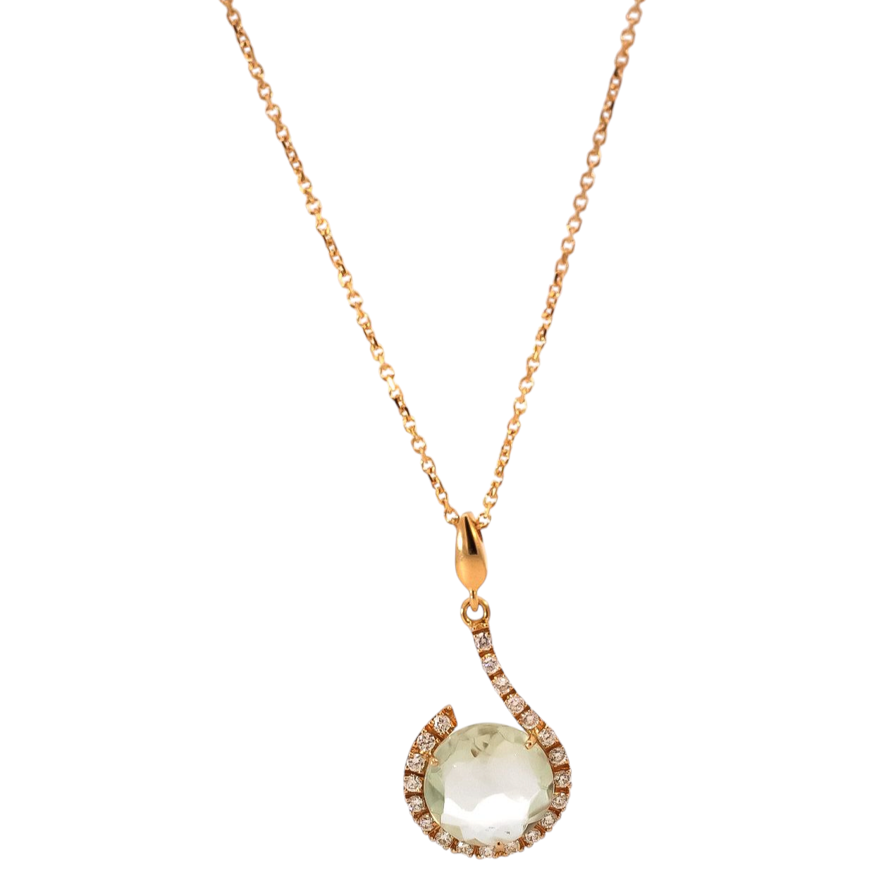 Collar oro amarillo 18kt con diamantes y quarzo