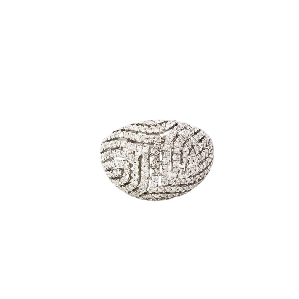 Anillo ancho oro blanco 18kt con diamantes