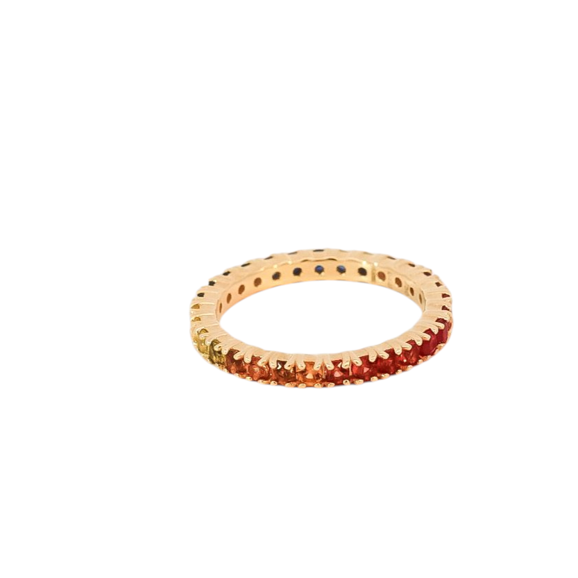 Anillo oro amarillo 18kt tipo eternity con zafiros