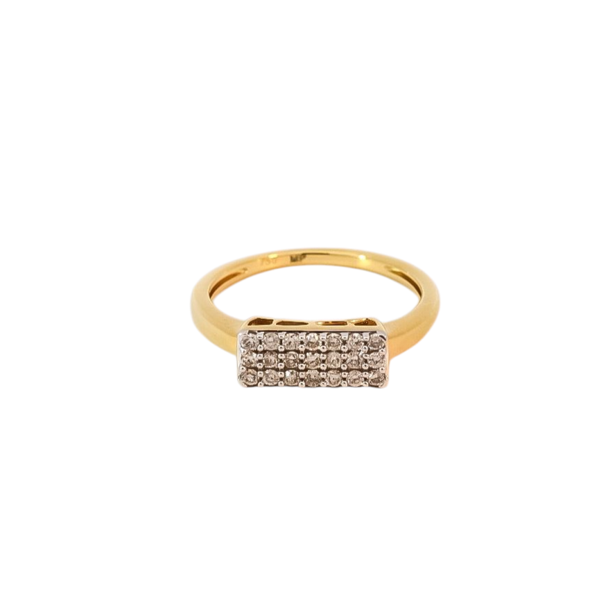 Anillo oro amarillo 18kt  diseño rectangular con diamantes