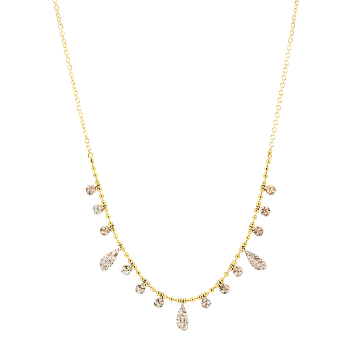 Collar oro amarillo 14kt con dijes en diamantes