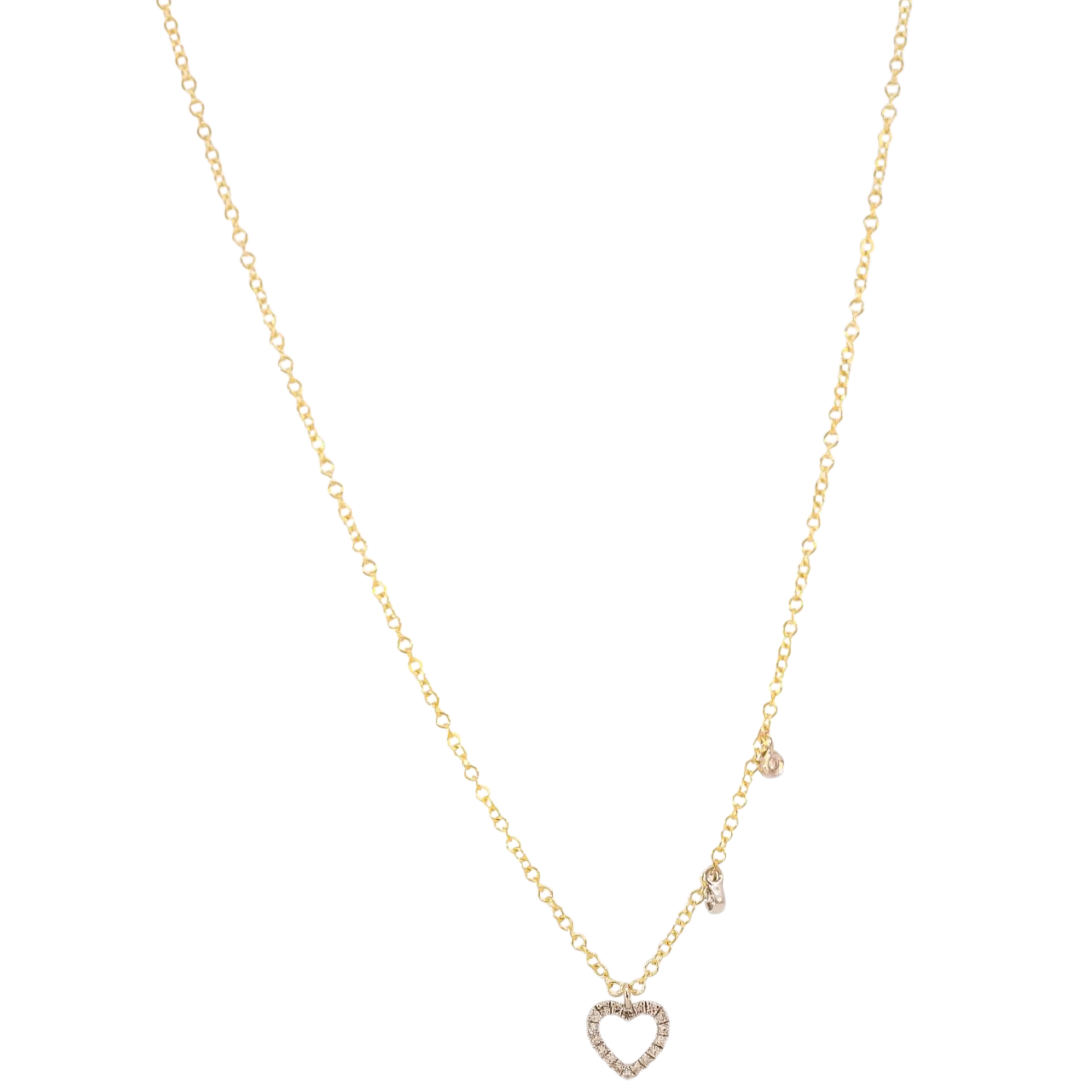 Collar oro amarillo 14kt con dije de corazón en diamantes