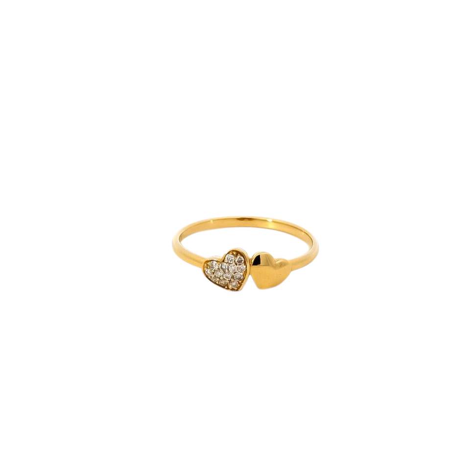 Anillo oro amarillo 18kt diseño de corazones con diamantes