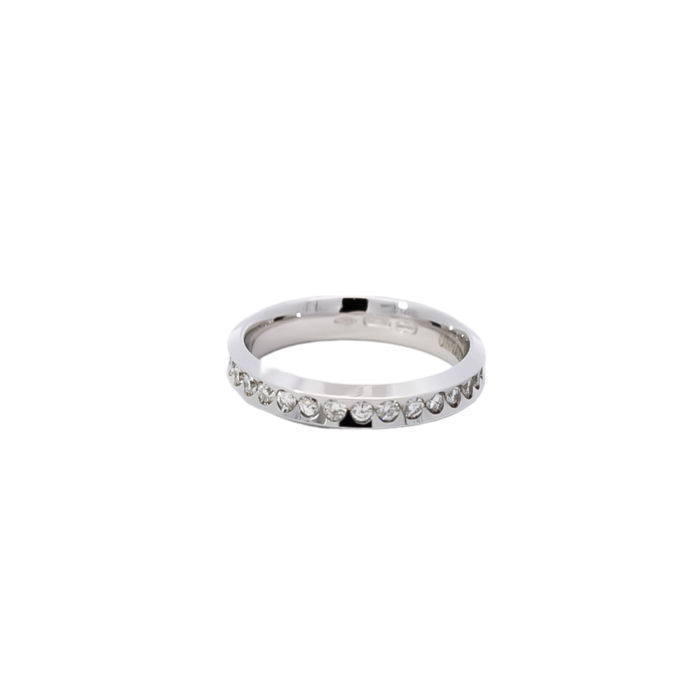 Alianza en oro blanco 18kt con diamantes talla 6