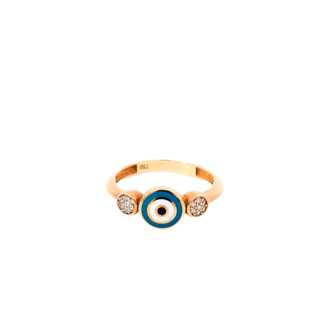 Anillo oro amarillo 18kt con diseño de ojo turco