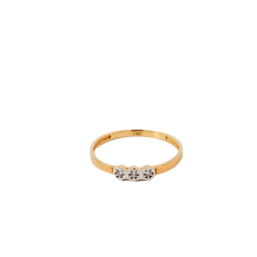 Anillo oro amarillo y blanco 18kt con circones