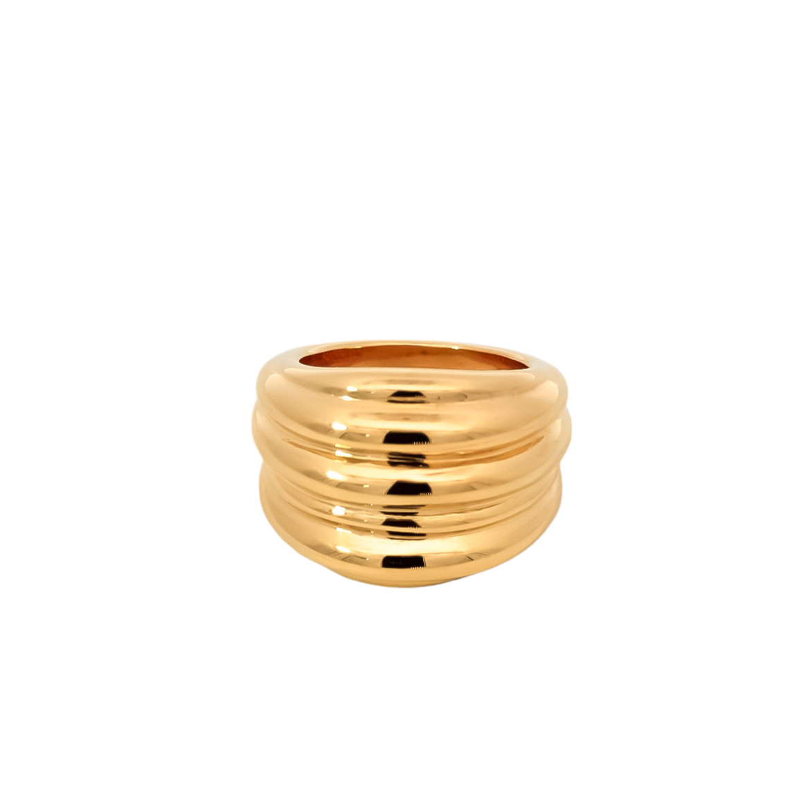 Anillo ancho oro amarillo 18kt con diseño lineal
