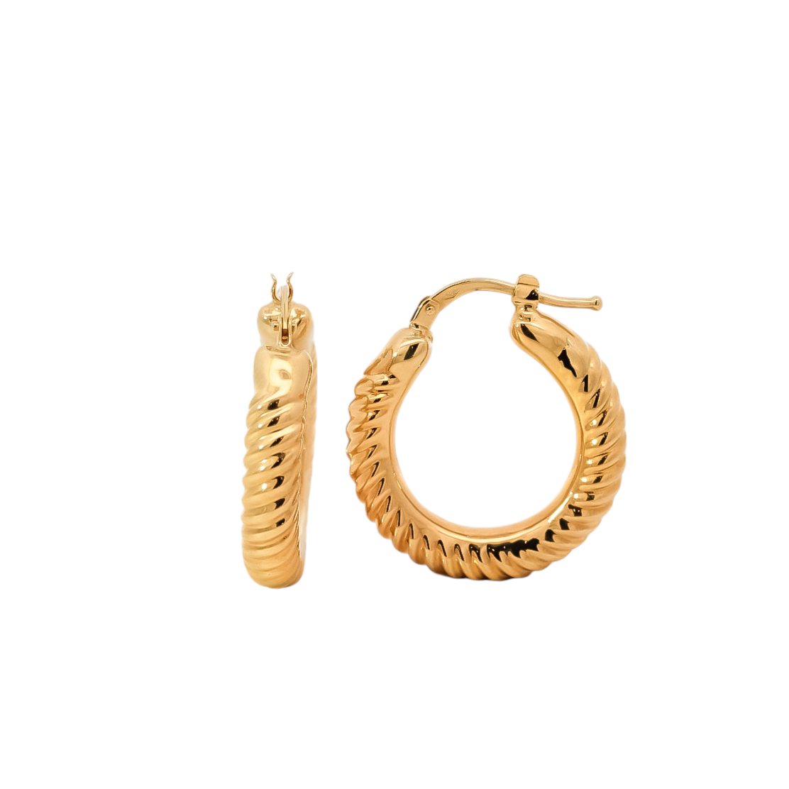 Aretes tipo argollas entorchadas en oro amarillo 18kt
