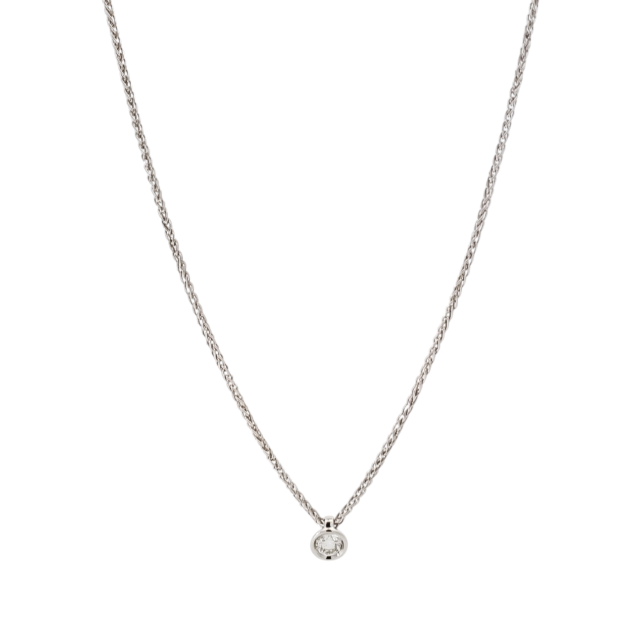 Collar oro blanco 18kt con dije en punto de luz