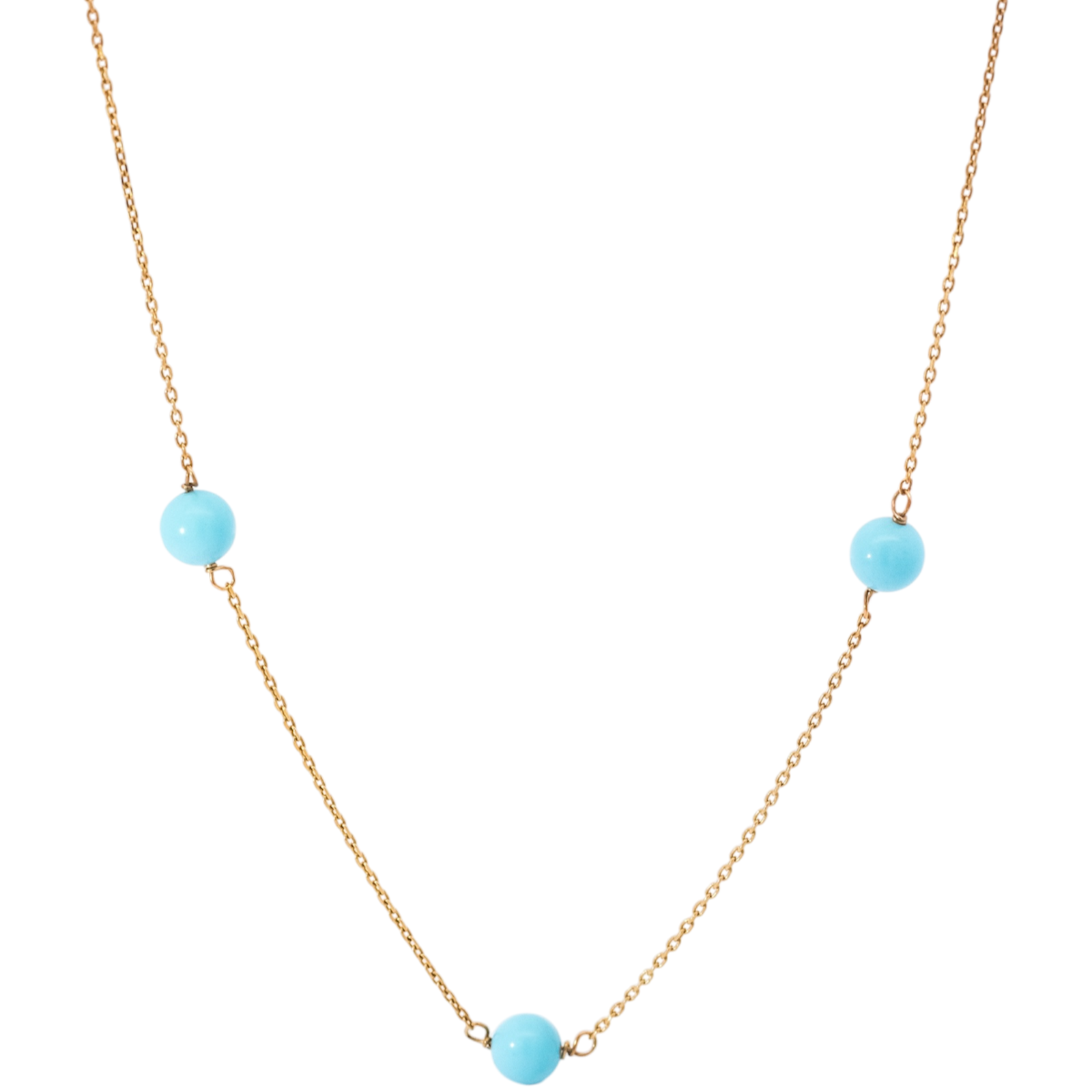 Collar oro amarillo 18kt con turquesas