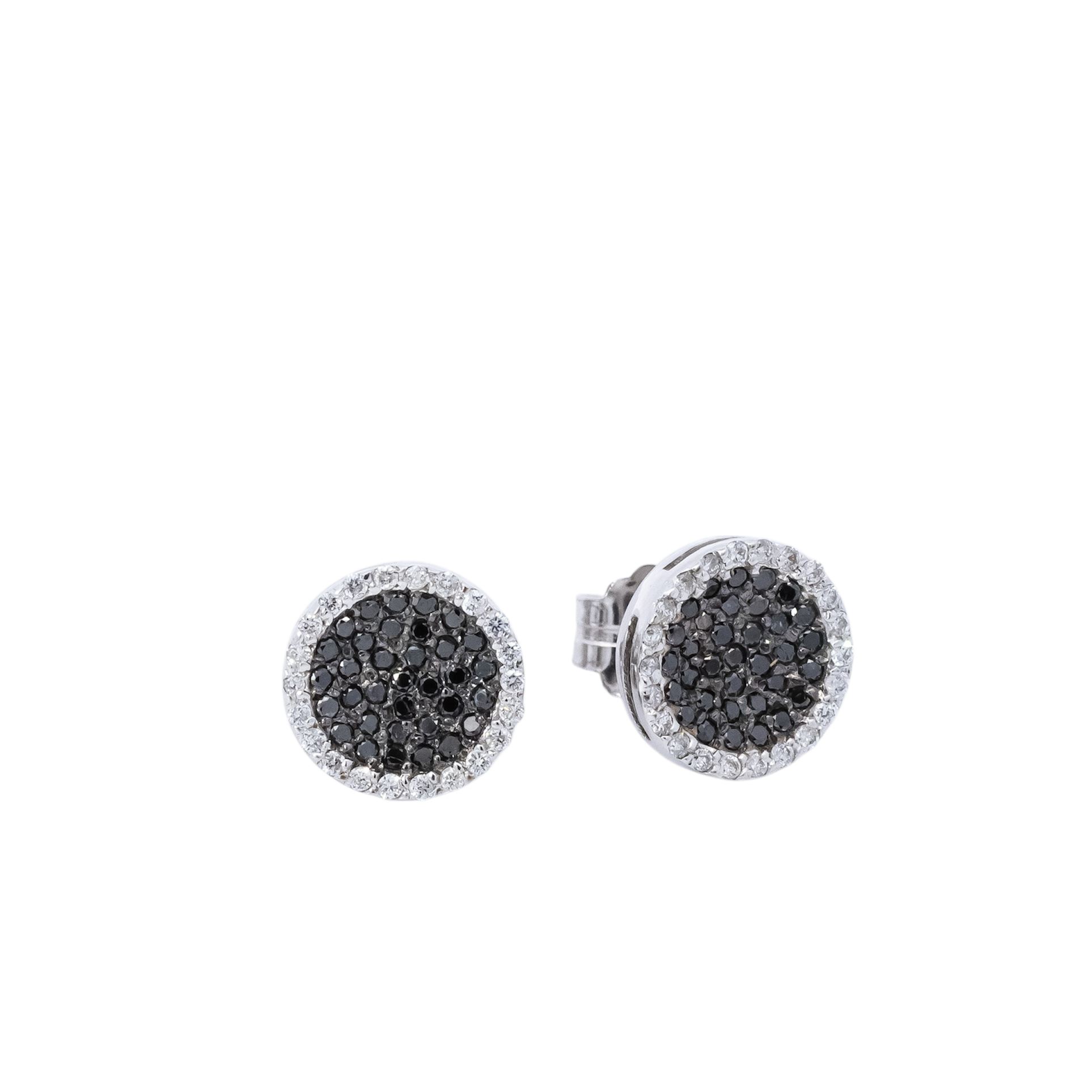Aretes oro blanco 18kt con diamantes blanco y negro