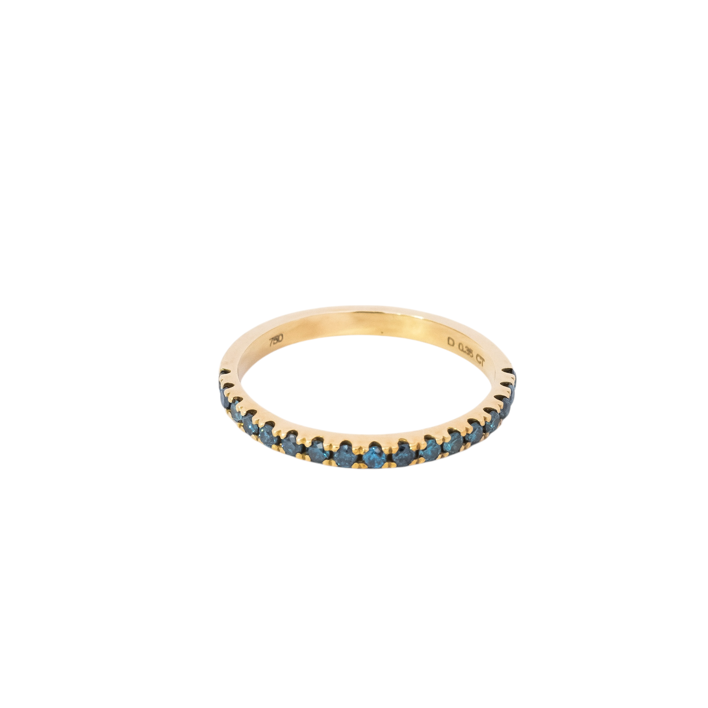 Anillo oro amarillo 18kt tipo semi banda con zafiros