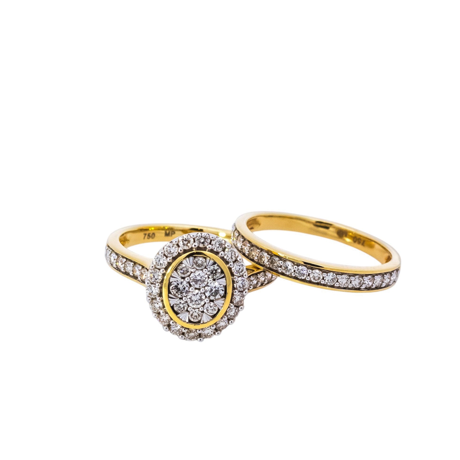 Juego de anillo de compromiso y alianza con diamantes