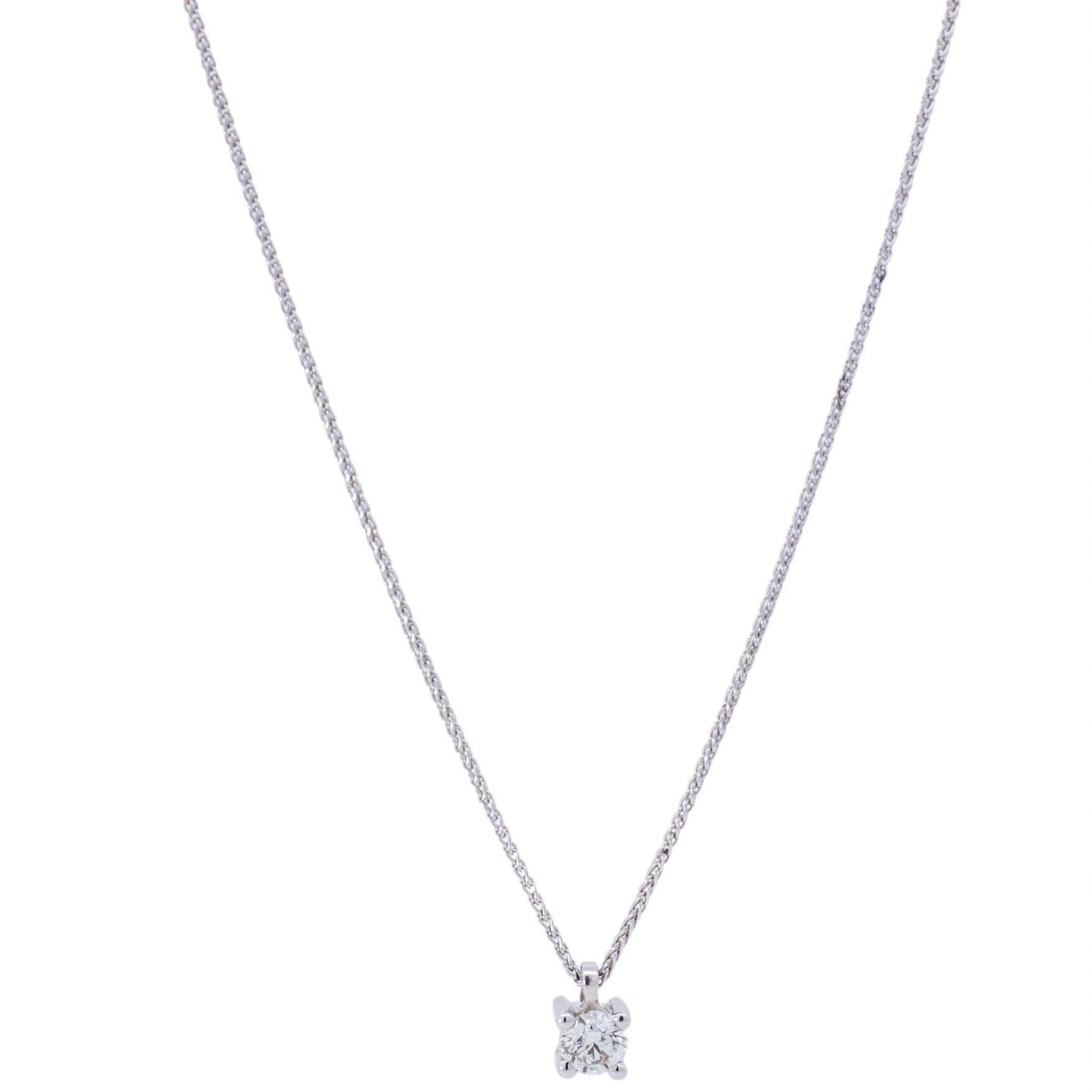 Collar oro blanco 18kt con diamante corte redondo 0.40ct