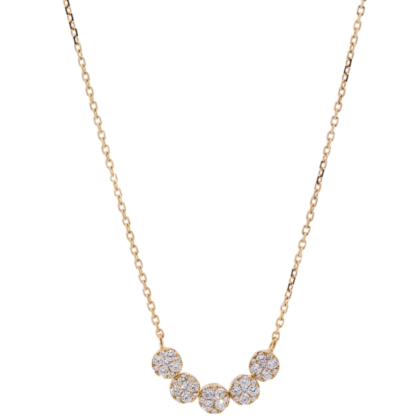 Collar oro amarillo 18kt con línea de dijes redondos en  diamantes