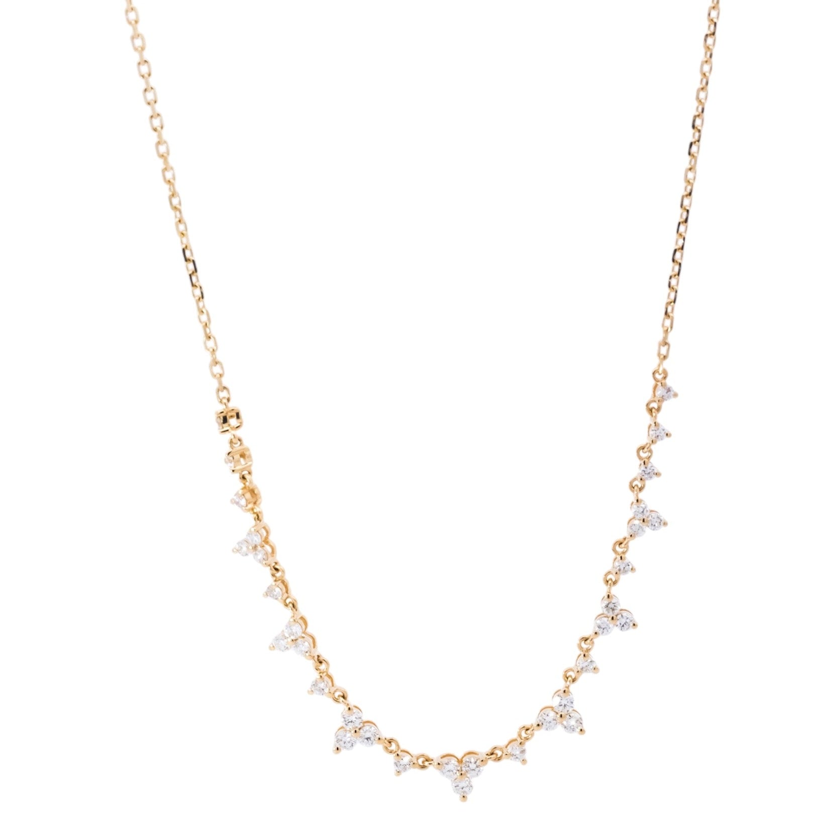 Collar oro amarillo 18kt con líneas de dijes triangulares en  diamantes