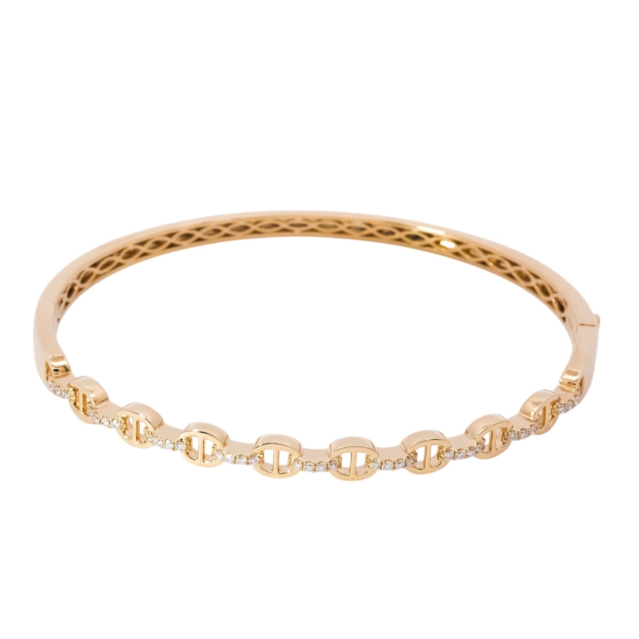 Pulsera oro amarillo 18kt tipo caña con diamantes