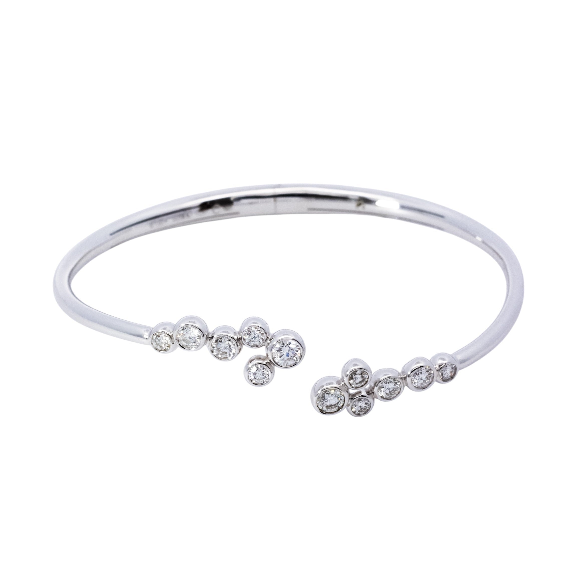 Pulsera oro blanco 18kt tipo caña con diamantes