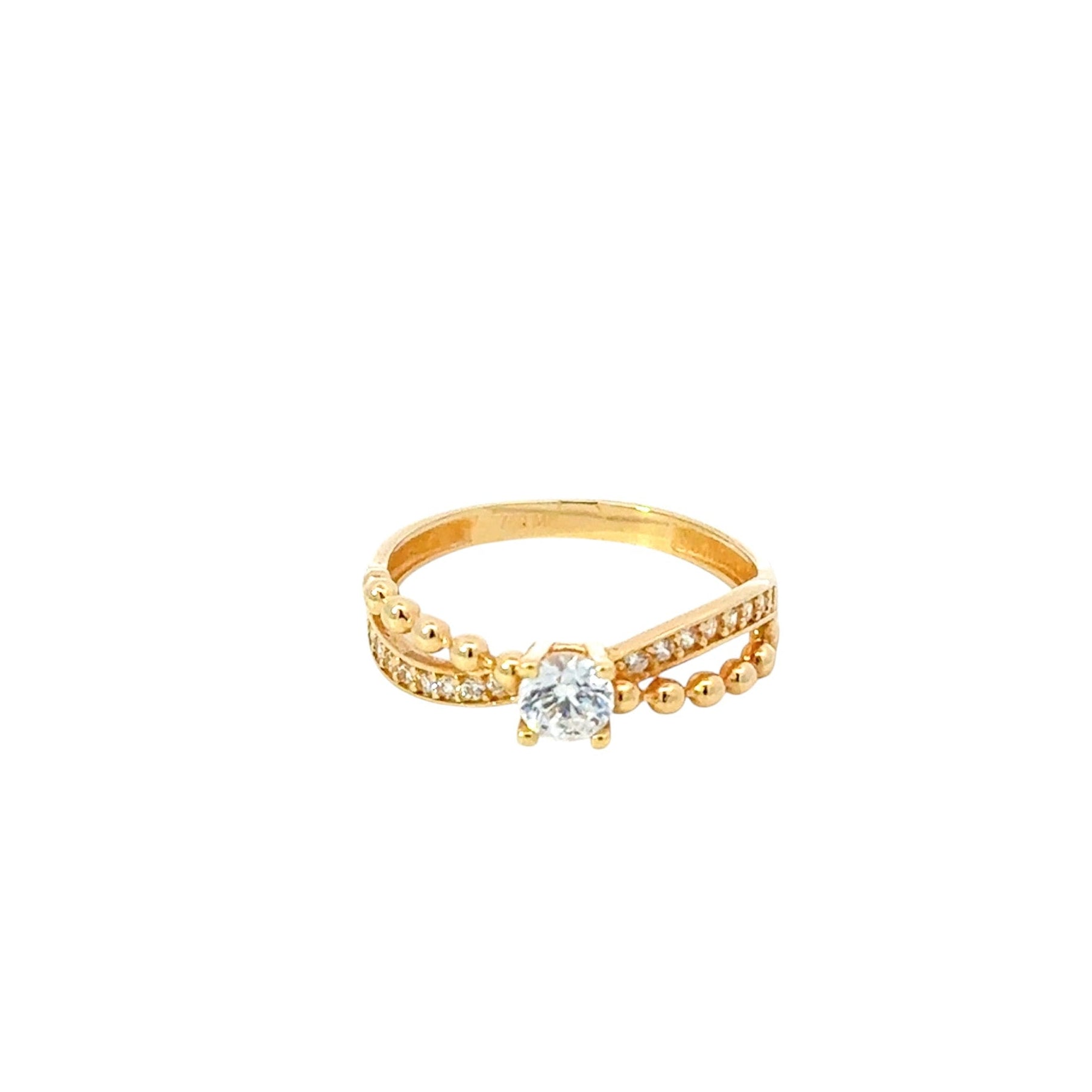 Anillo 18k doble línea con circones