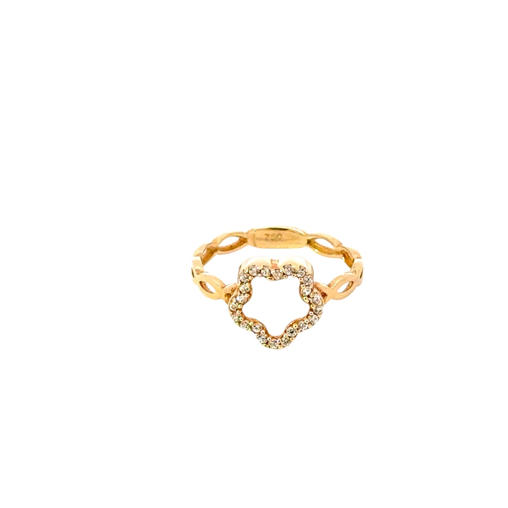 Anillo 18k diseño de líneas entrelazadas con circones