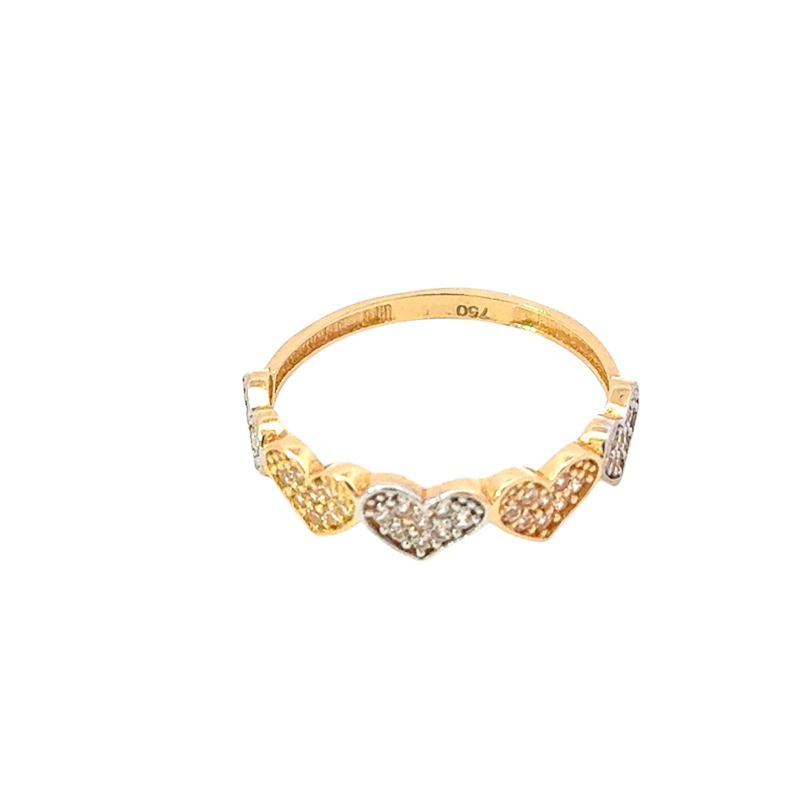anillo 18k con diseño de corazones