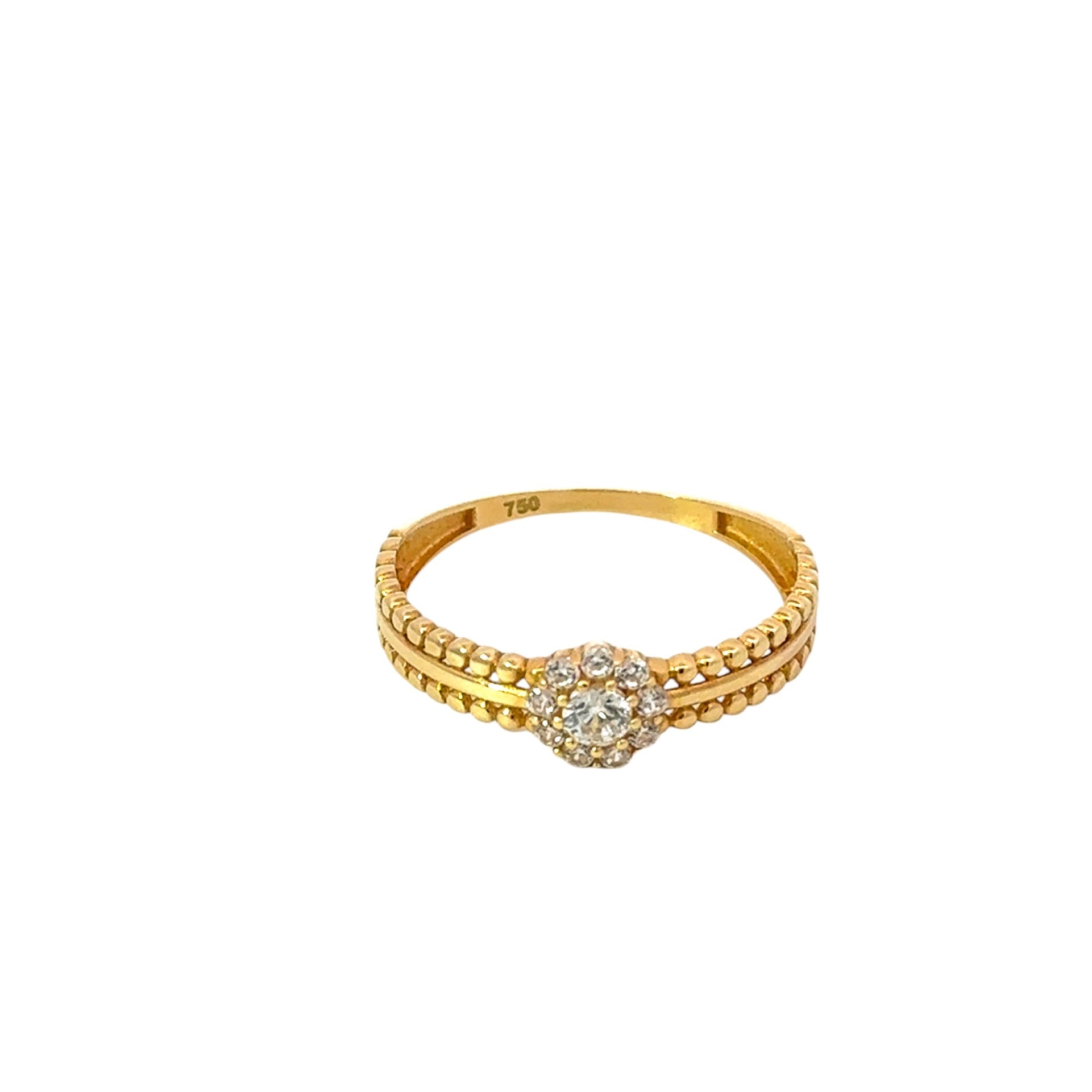 Anillo 18k con circones diseño en relieve