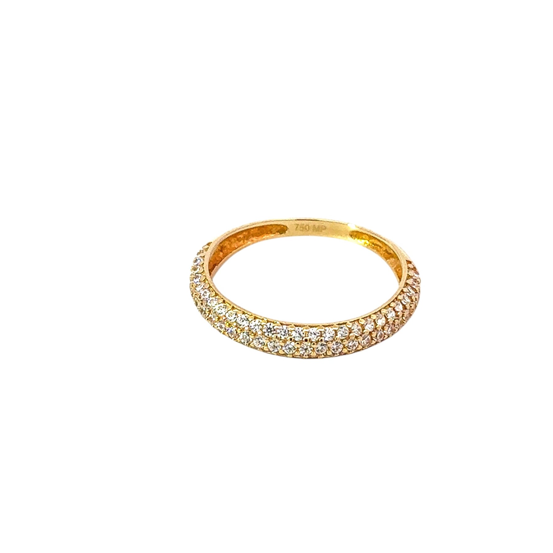 Anillo 18k semi banda con circones estilo pavé