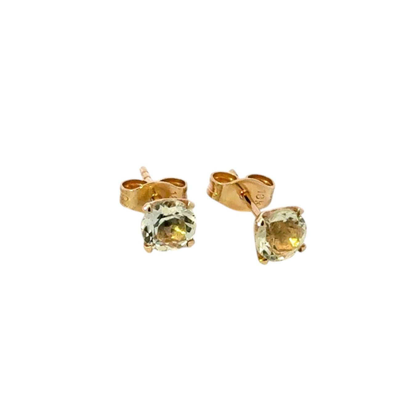 Aretes 18k tipo topo en cuarzo limon