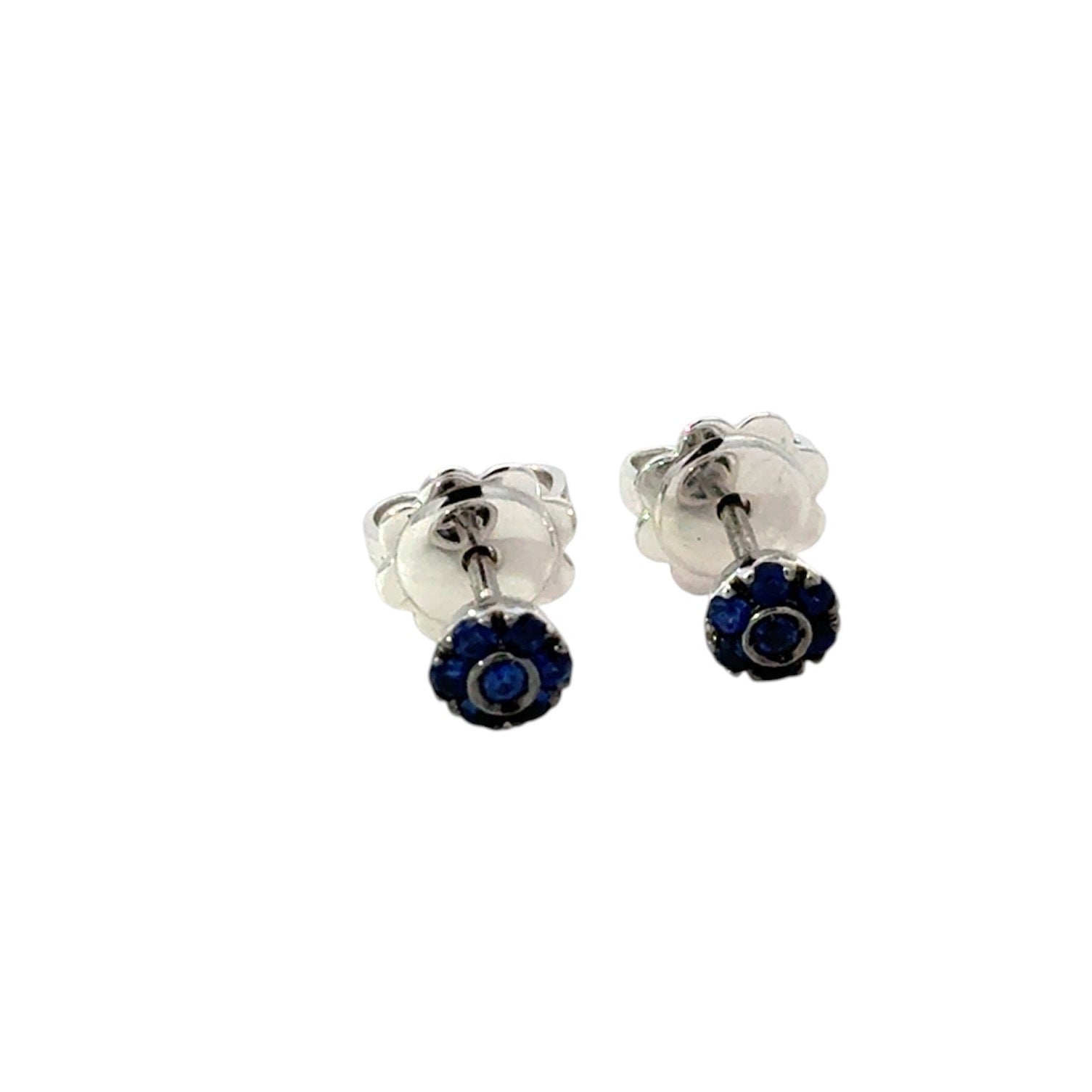 Aretes 18k tipo topo en zafiro