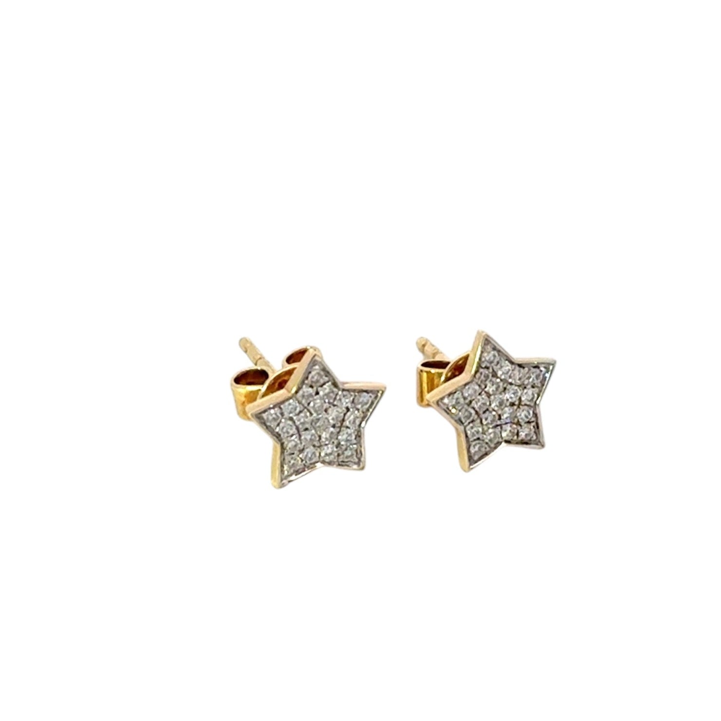 Aretes 18k diseño de estrellas con diamantes