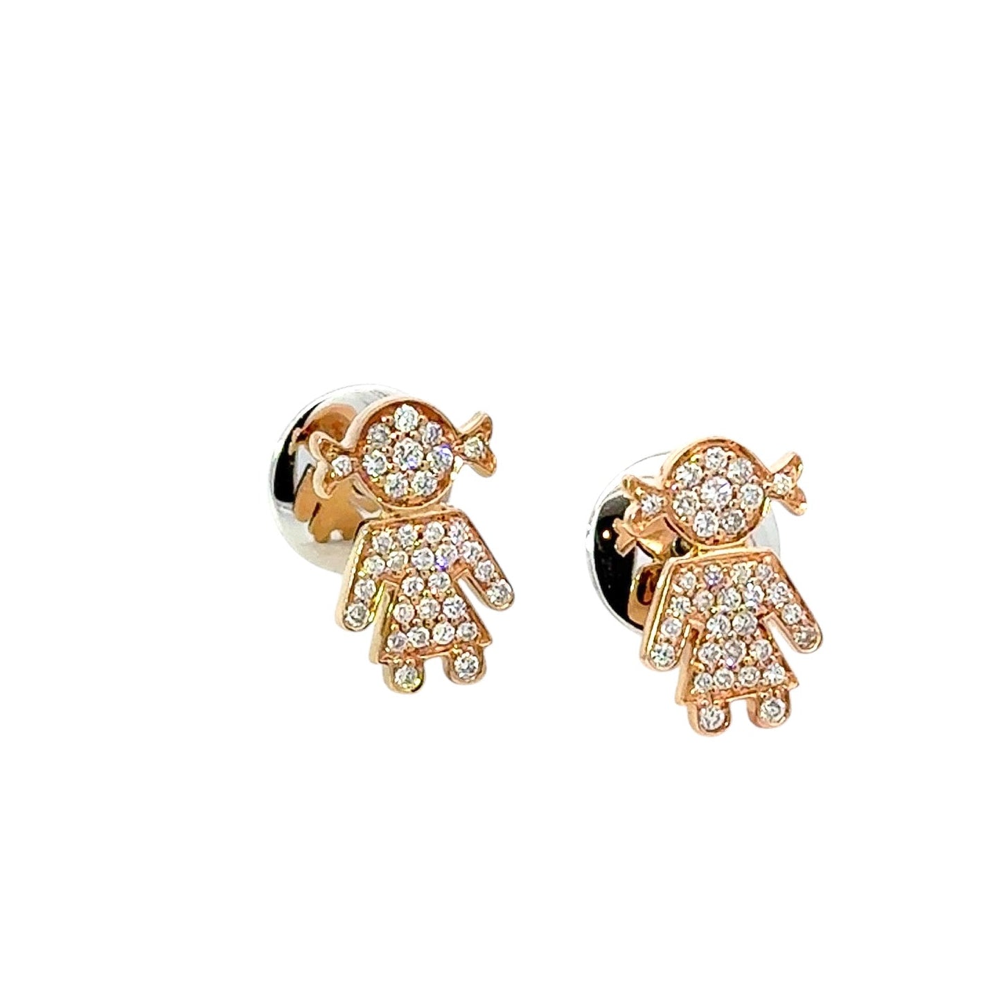 Aretes  18K diseño de niña con diamantes