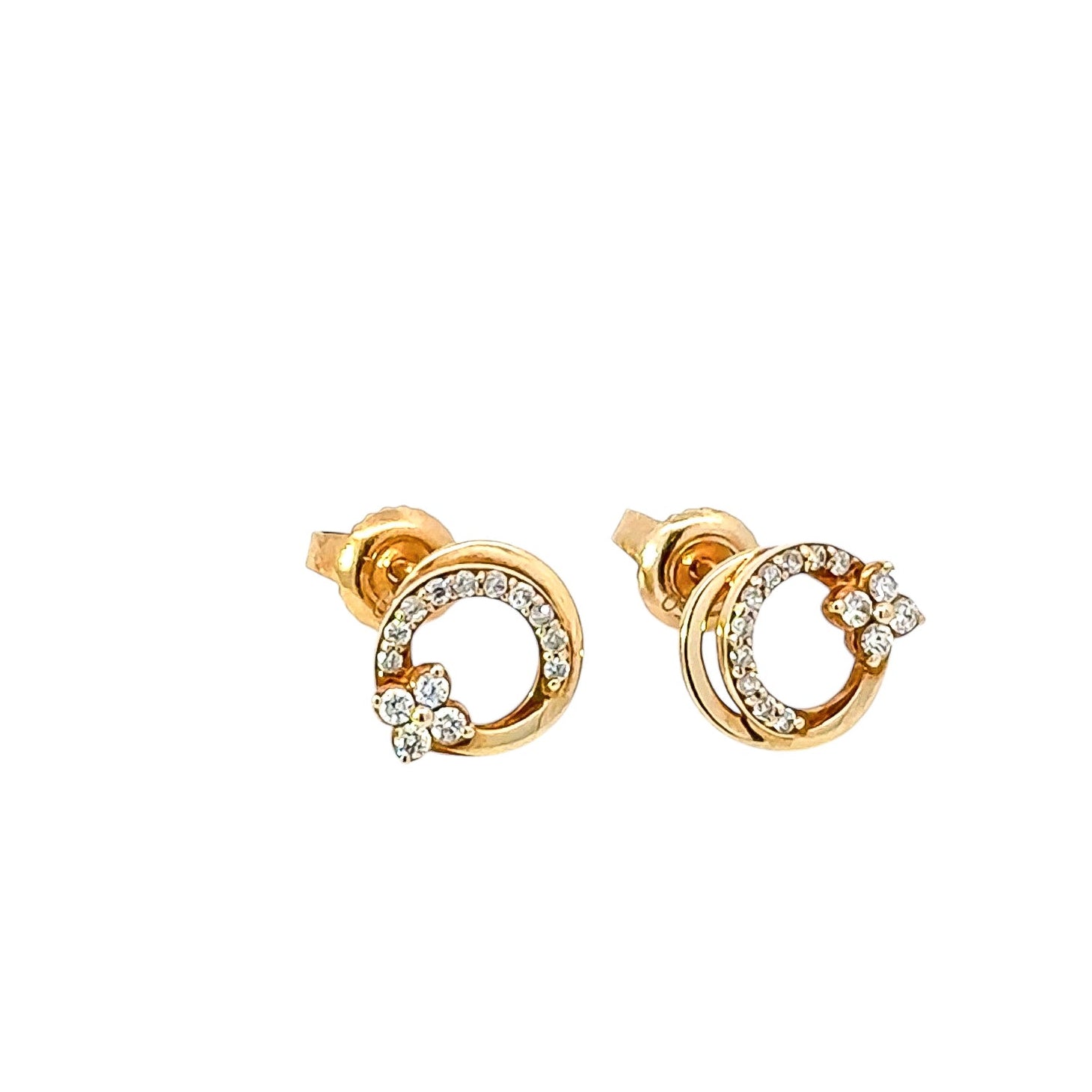 Aretes 18k círculos entrelazados con diamantes