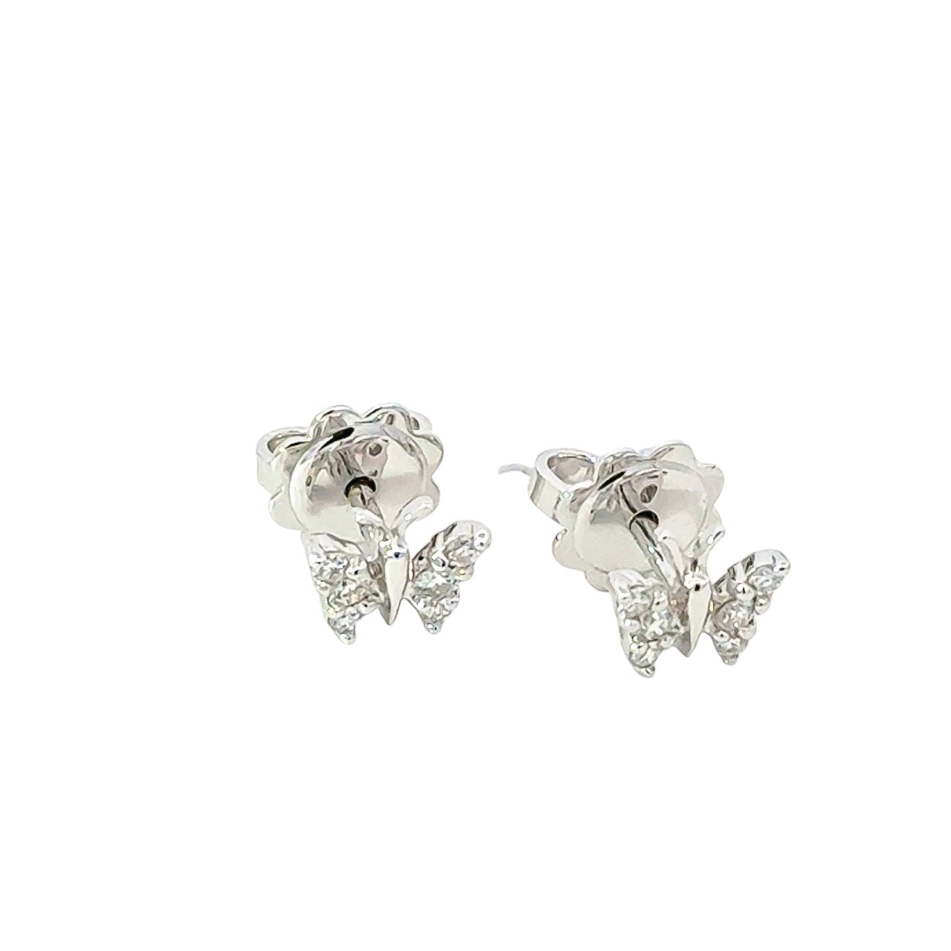 Aretes 18k diseño de mariposas con diamantes