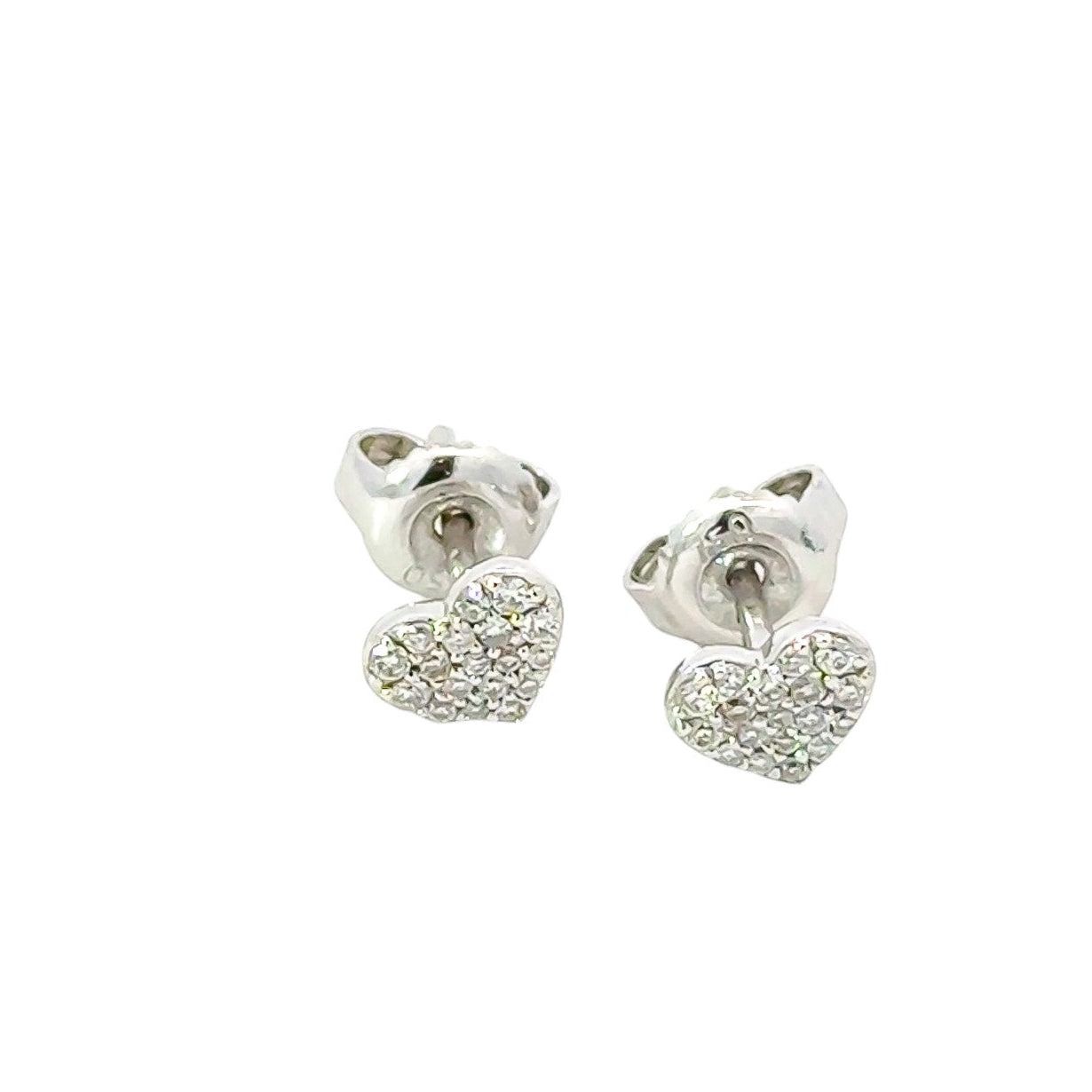 Aretes 18k diseño de corazones full brillantes