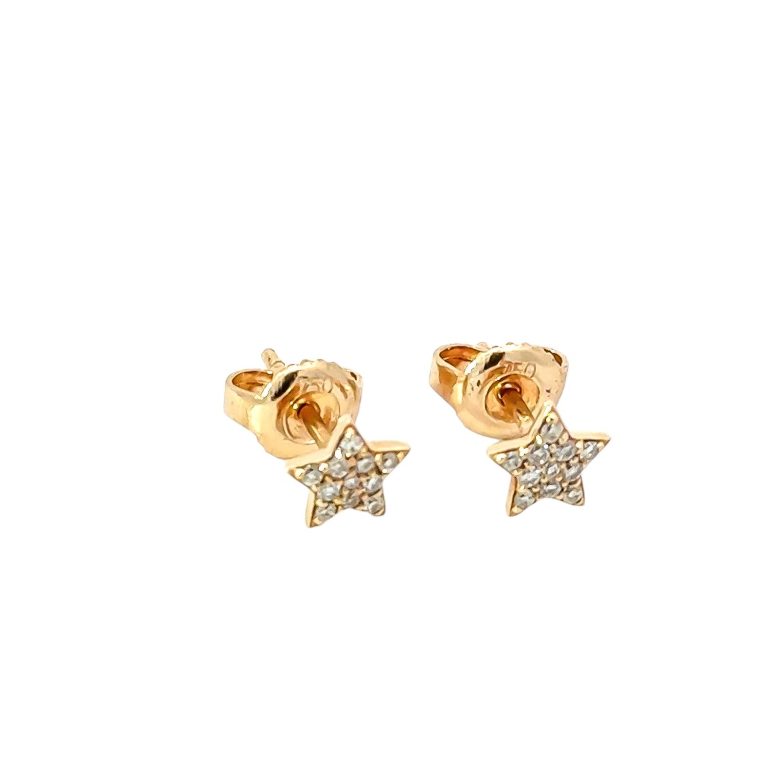 Aretes 18k diseño de estrellas full brillantes