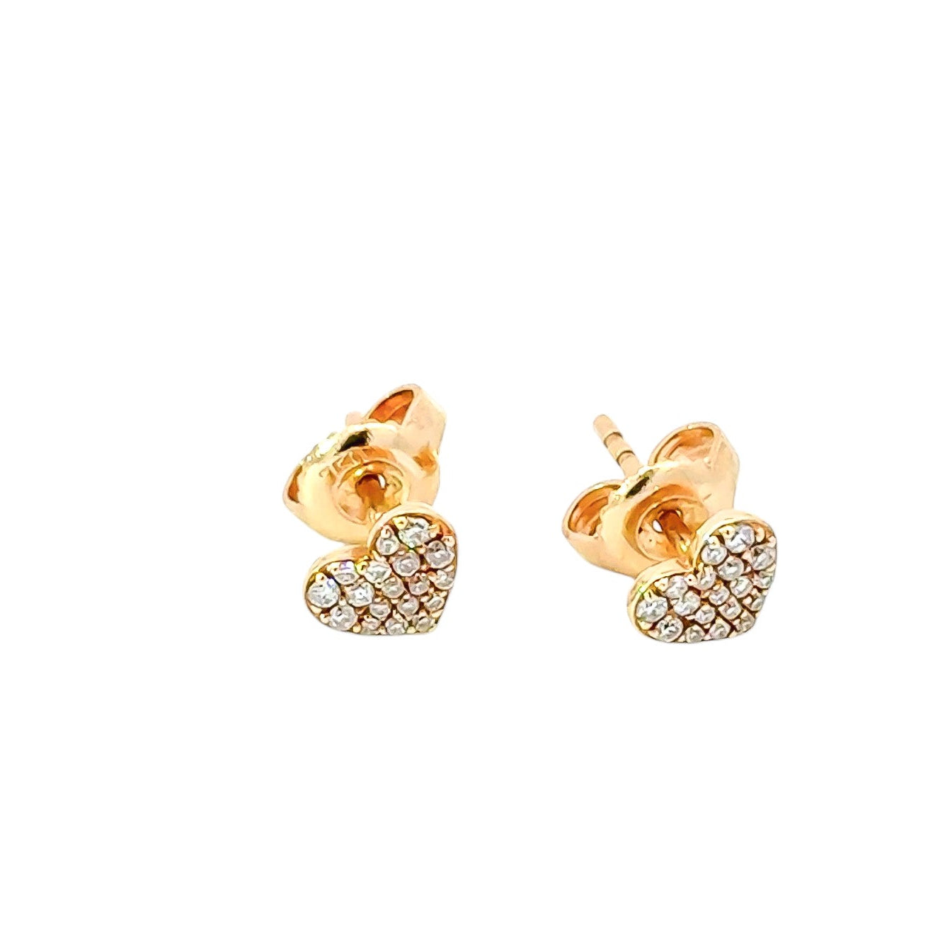 Aretes 18k  oro amarillo diseño de corazones full brillantes