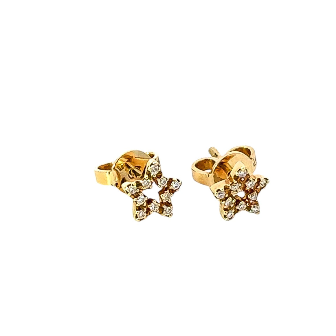 Aretes 18k diseño de estrella con diamantes