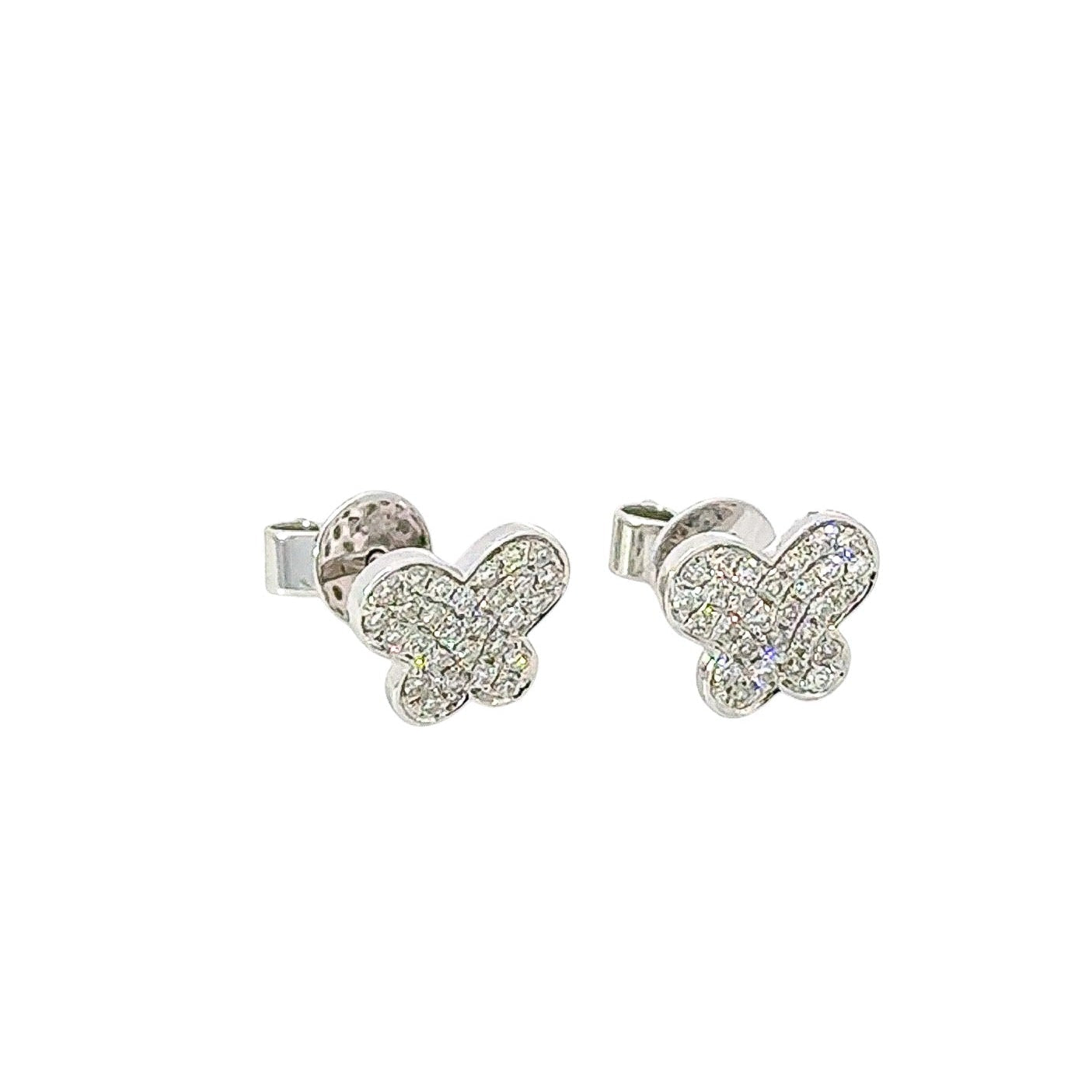 Aretes 18k diseño de mariposas full brillantes