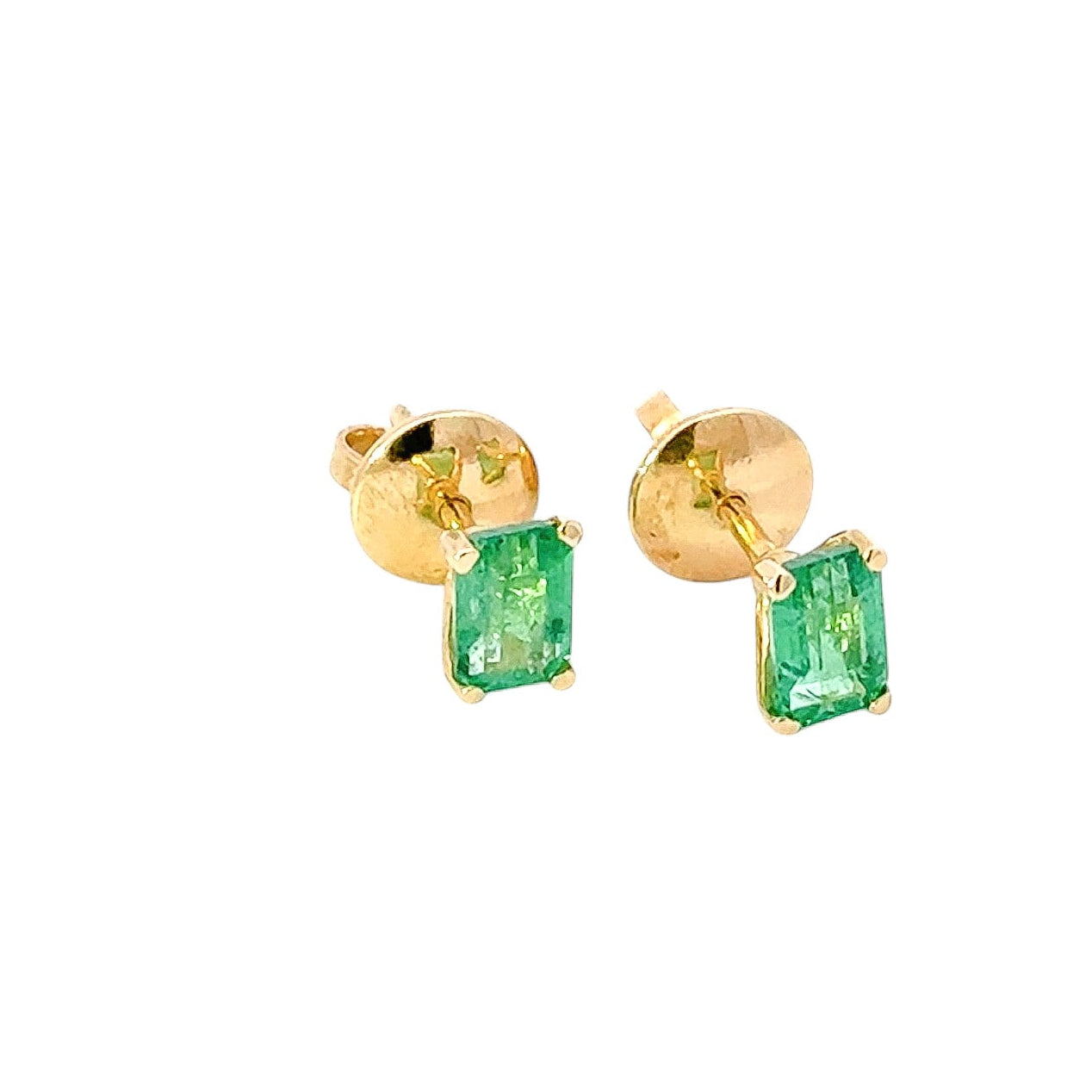 Aretes 18k tipo topos en esmeralda