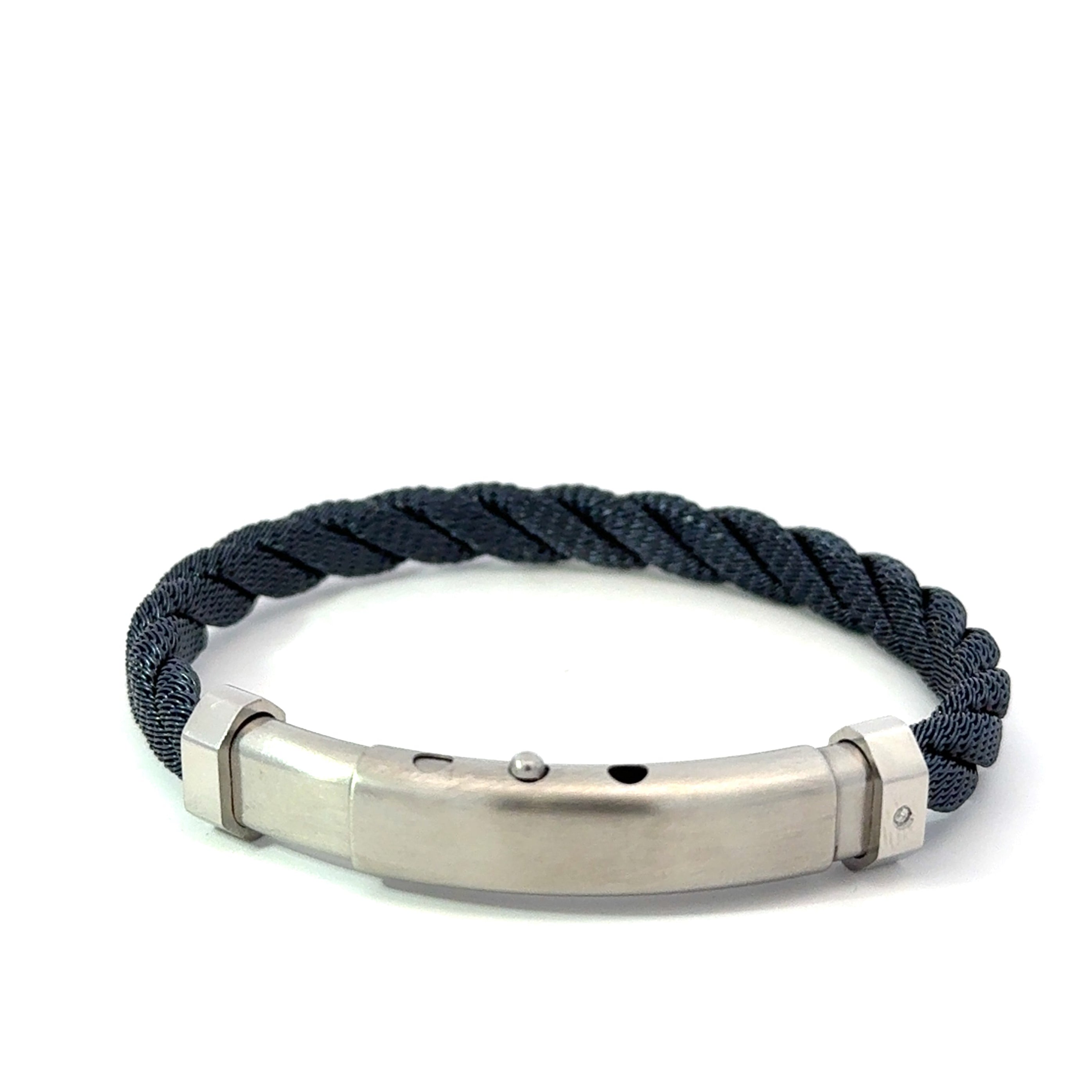 Pulsera ancha en acero 316L  esmaltado azul y oro 18kt