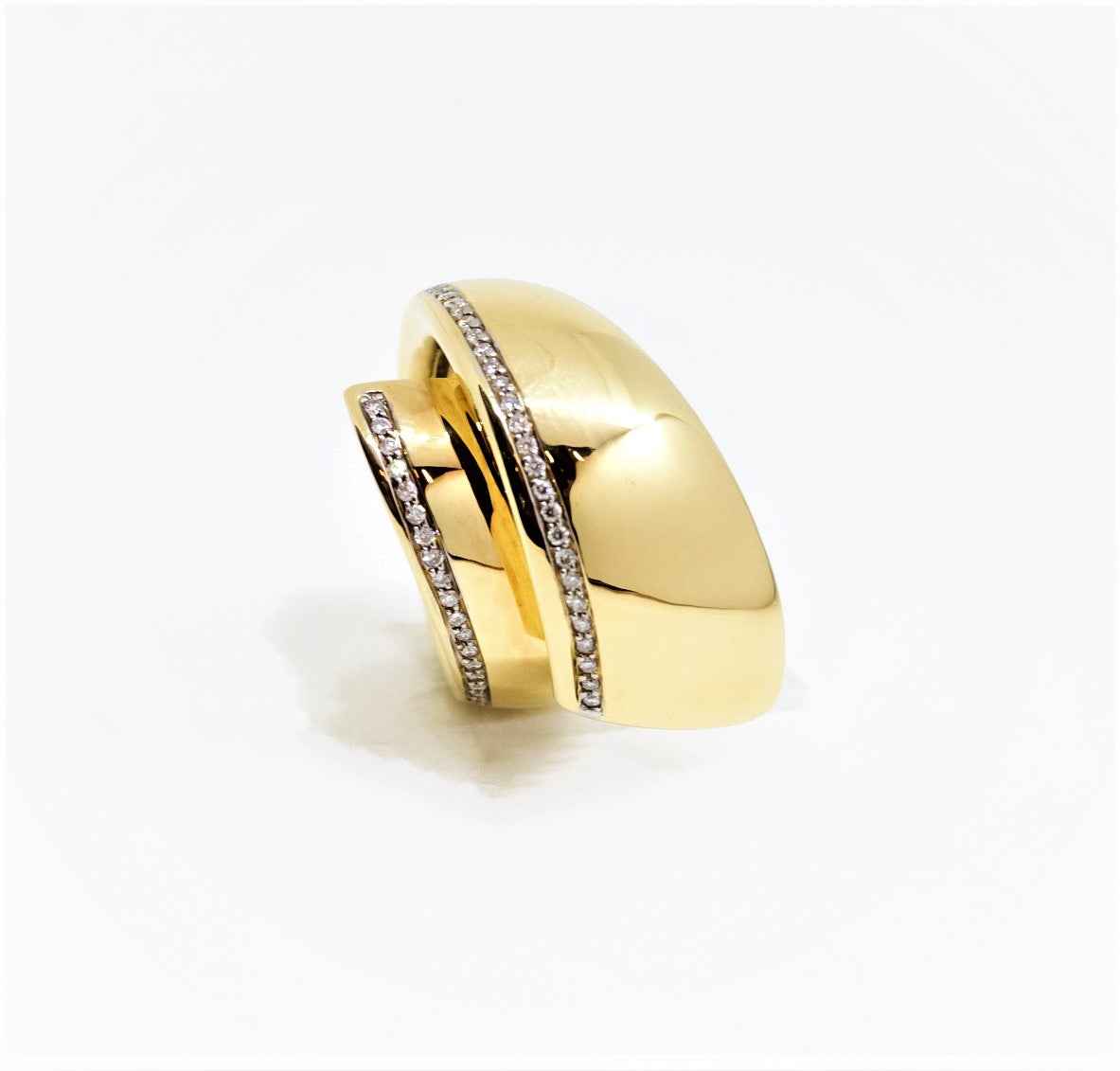 Anillo  de 2 filas en oro amarillo 18kt